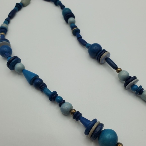 Handmade Women Wood Beaded Necklace Festival Strand Statement Boho Artisan - Picture 3 of 6